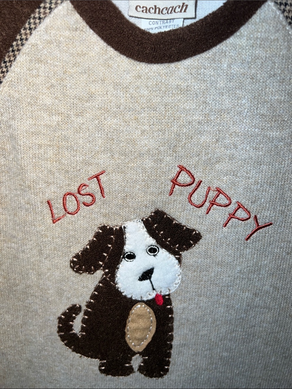 Vintage Kids "Lost Puppy" Beige & Brown Pajama Set​ - Picture 6 of 8
